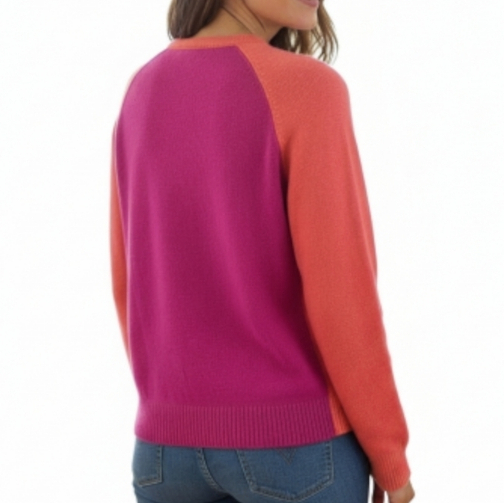 Gap V Neck Button Cardigan Women Size M Angora Rabbit Hair Blend Colorblock - Picture 1 of 12